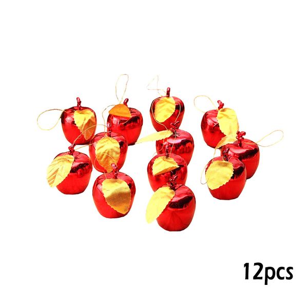 

12pcs plated christmas decoration gifts apple pendant christmas tree decorations gift wrapping ornaments supplies