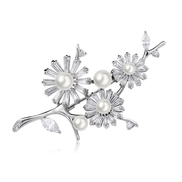 

very beautiful flower brooches pin shiny cubic zirconia crystal nice quality amazing gorgeous accessories for women, Gray