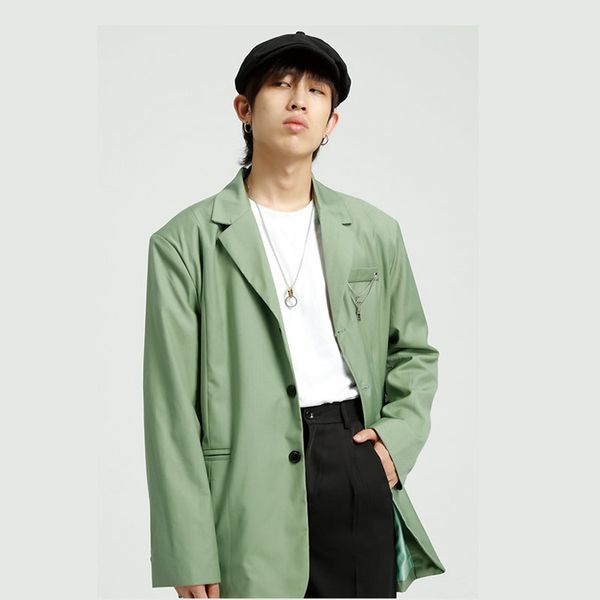 

men's suits & blazers men chain casual loose suit blazer coat male vintage fashion streetwear hip hop jacket outerwear, White;black
