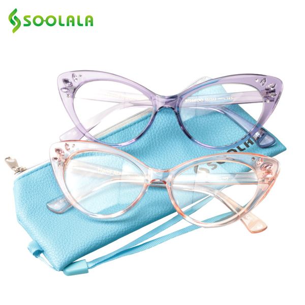 

soolala cat eye reading glasses women men new clear lens eyeglasses prescription reading glasses with crystal +1.0 to 4.0