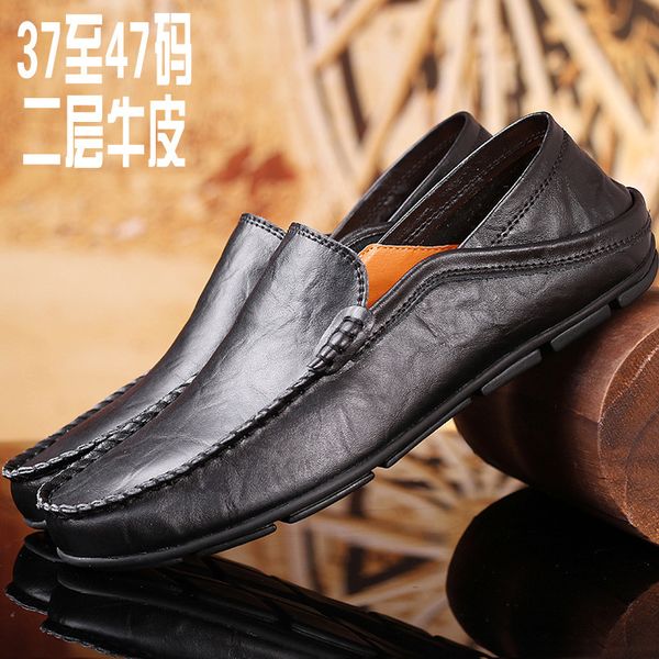 

genuine leather doug shoe man dawdler shoe will code male leisure time male shoes shoes leather, Black