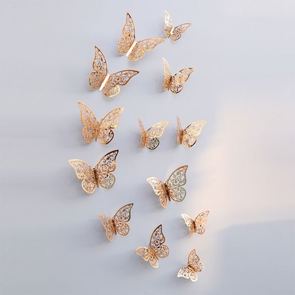 

12pcs 3d hollow butterfly wall sticker for home decoration diy wall stickers for kids rooms party wedding decor butterfly fridge