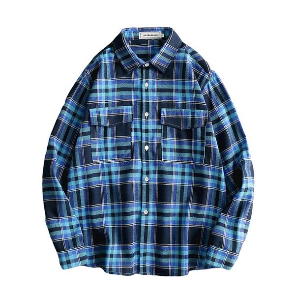 

2019 tide brand couple plaid shirt men and women loose spring and autumn long sleeve coat korean version of the trend shirt 30cs, White;black