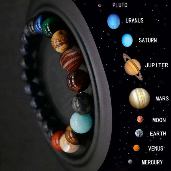 

2019 eight planets bead bracelet men natural stone universe yoga chakra solar bracelet for women men jewelry drop shipping, Black