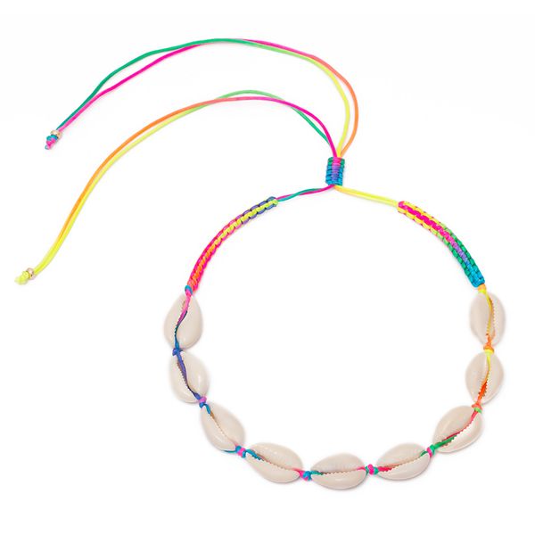 

multi color rope chain seashell necklace shell choker jewelry for summer beach gift kqs8, Golden;silver