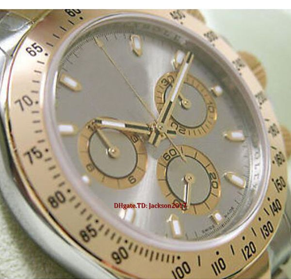 

christmas gift original box certificate mens watches 116503 mens two tone steel yellow gold slate dial watch 40mm, Slivery;brown