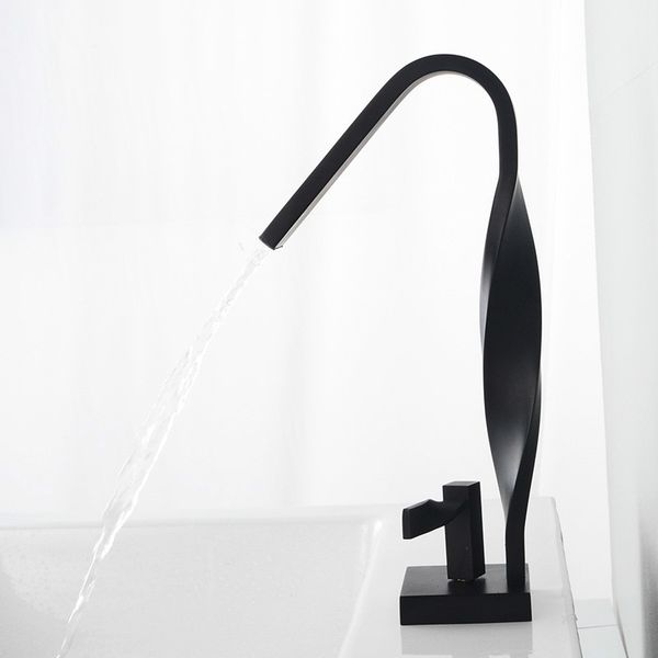 

twisted tube fashion design black basin faucet single hole bathroom water mixer tap brass chrome & white & cold mixer faucet