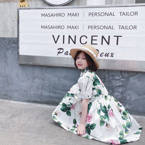 

summer toddler baby kids girl dress floral fashion dresses for baby girls clothes flowers print ribbons dress casual princess dresses, Red;yellow