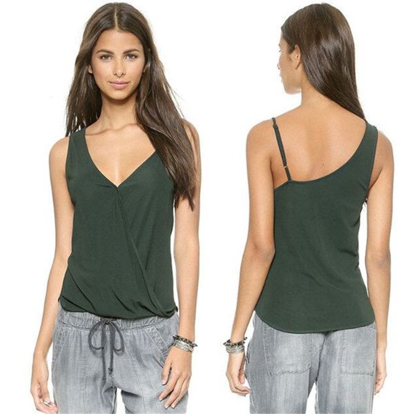 

v-neck sleeveless chiffon camisole womens off-shoulder backless loose temperament outside wear 2020 summer europe and america, Black;white
