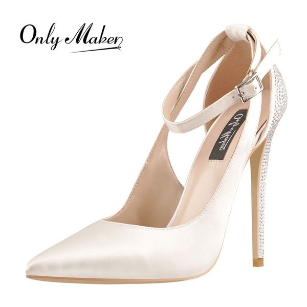 

onlymaker womens white pointed toe ankle strap artificial diamond cutout stiletto pumps fashion casual party lady sandals, Black