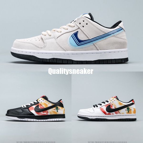 

new men women sb dunk low home raygun tie-dye dunks away running shoes black orange flash casual mens sports trainers designer sneakers, White;red