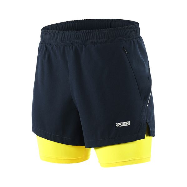 

arsuxeo shorts running cycling shorts loose w/ liner for training jogging, Black;blue