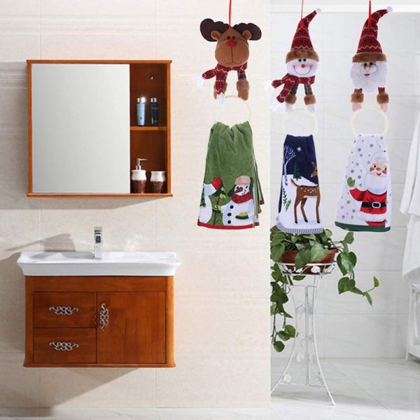 

christmas towel holder elk santa claus snowman towel ring christmas hanging pendant xmas party wall decoration