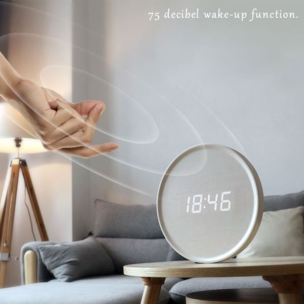 

led digital table clock alarm mirror hollow wall clock modern design wall watch for home living room decoration wood white gift