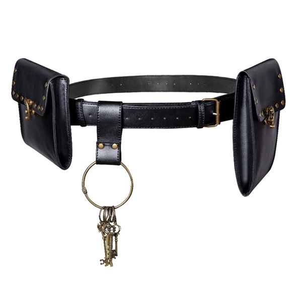 

gothic steampunk waist pack thigh leg adjustable belt bags club rock wallet, Black;red