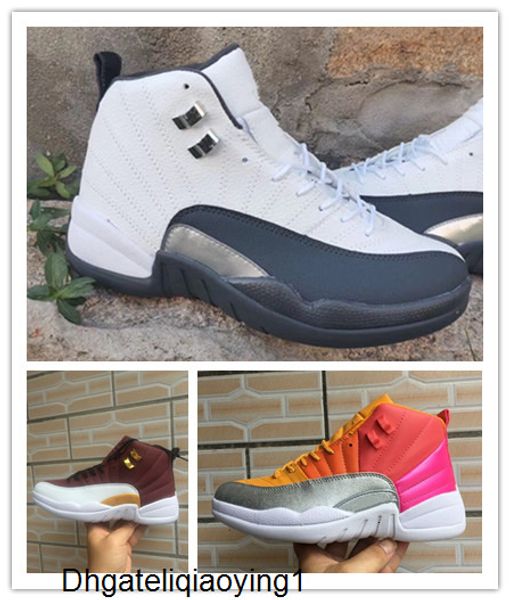 

new 12 xii pink dark grey men basketball shoes sports sneakers 12s trainers outdoor with box size 7-13, Black