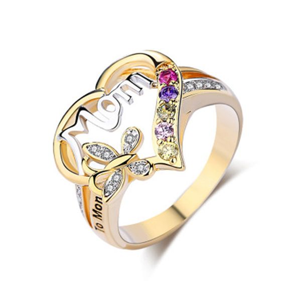 

красочные Кристалл сердце мама кольцо Кольцо ювелирные изделия подарок на День р