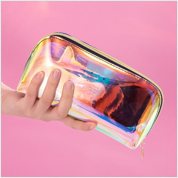 

women waterproof laser cosmetic bag fashion holographic makeup make up cases tpu wash pouch travel beautician toiletry organizer
