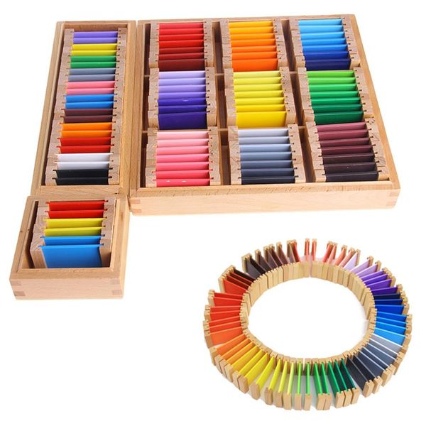 

montessori wooden sensorial learning color tablet box color card wood kids preschool color training toy gift