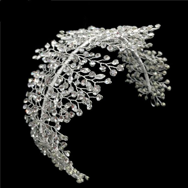

handmade crystal rhinestones tiaras and crowns wedding headband headpiece bridal hair piece prom pageant accessories re3169, Golden;white