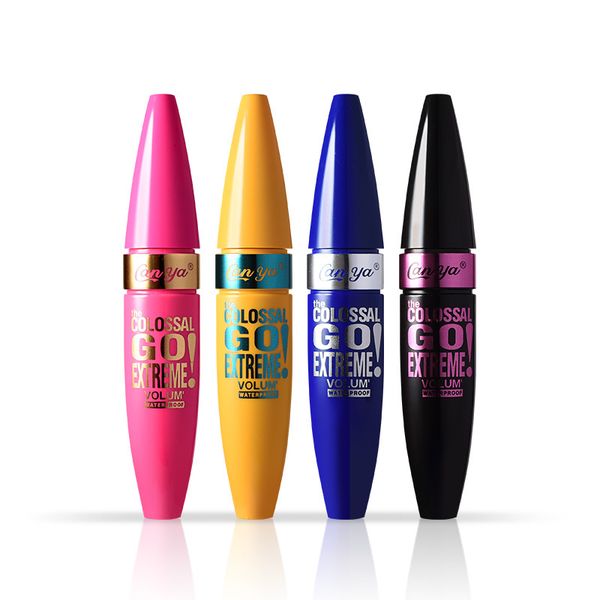 

lash mascara silicone rubber head pink yellow blue black shell body curling mascara long and thick waterproof mascara