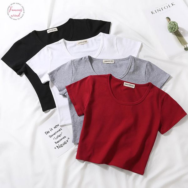 

casual solid письмо печати короткие топы твердые женщины vogue с коротким рукавом тонкий футболки лето дамы моды graphic простые женщины тис, White