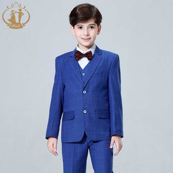 

2020 new 3pcs kids plaid wedding blazer suit for christening boy formal wedding suit fato menino casamento costume boys tuxedo, Black
