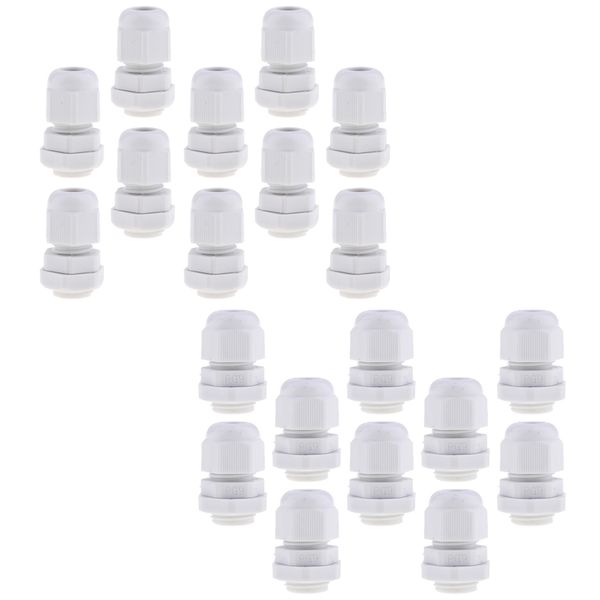 

20x waterproof ip68 nylon cable gland joints white cord connector (pg9+pg7