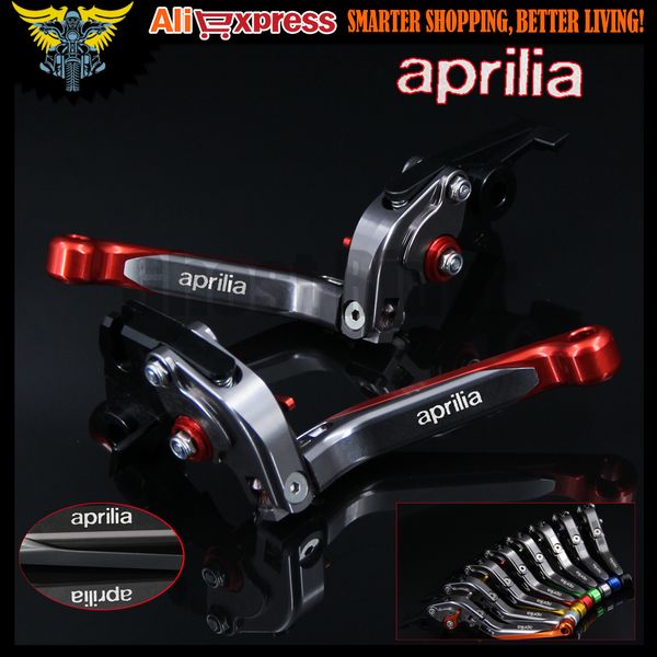 

red+titanium cnc adjustable folding motorcycle brake clutch levers for aprilia tuono / r 2003 2004 2005 2006 2007 2008 2009