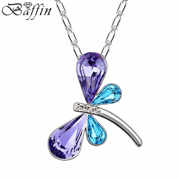 

baffin crystal dragonfly pendant necklace genuine made with swarovski elements silver color chain collares for women girls gift
