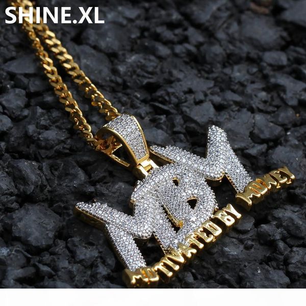 

18k gold plated drip letter mbm motivated by money two tone pendant necklace mens hip hop jewelry gift, Silver