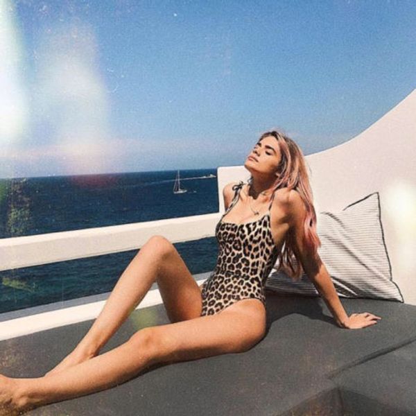 

2018 one piece swimsuit women dot leopard swimwear vintage retro bathing suits monokini swimsuit plus size swimwear, White;black