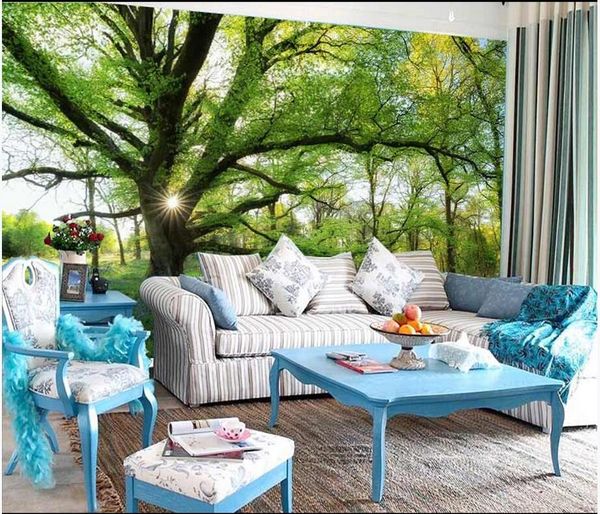 

3d p wallpaper custom mural hd sunshine green woods landscape tv living room sofa background home decor 3d wall murals wallpaper