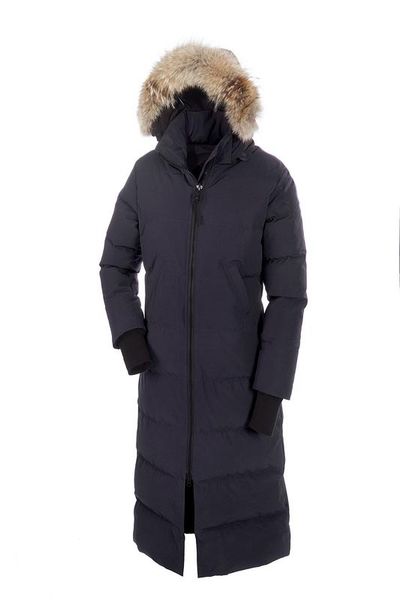 

canada 2020 women x-long winter down jacket womens slim female coats thicken wolf fur parka down coat mystique clothing hooded parkas e18, Black