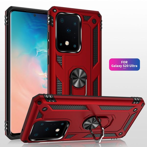 

armor dual layer case 360 degree rotating metal ring holder kickstand shockproof cover for samsung galaxy s20 plus ultra s10 5g plus s10e