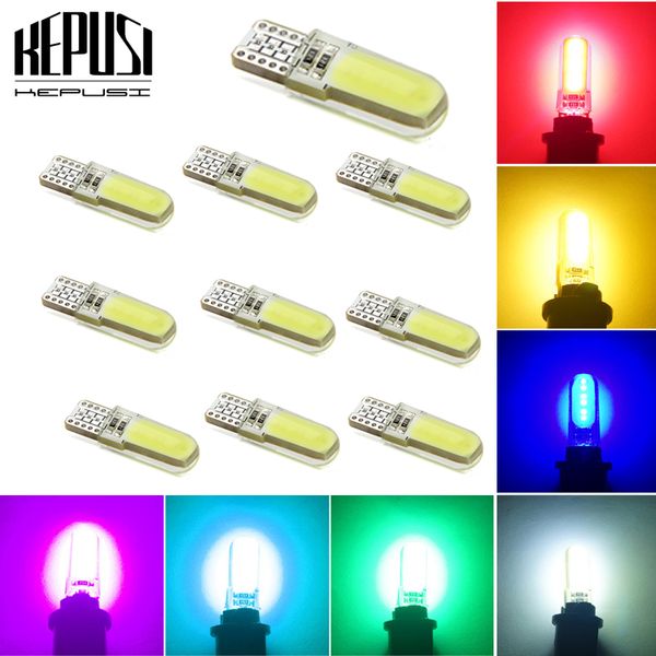 

10pcs t10 w5w led car interior light cob marker lamp 12v 168 194 501 side wedge parking bulb canbus auto for lada car styling