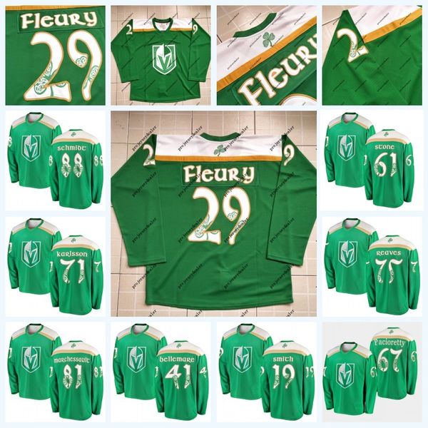 

Vegas Golden Knights 2019 St. Patrick's Day 61 Mark Stone Marchessault Reaves Karlsson Marchessault Tuch Reilly Smith Nosek Jersey