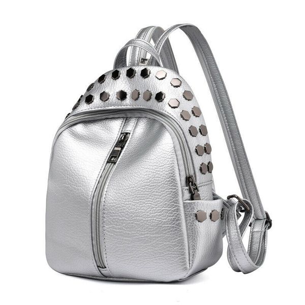

2020 women's backpack rivet travel pu leather handbag rucksack school shoulder bag