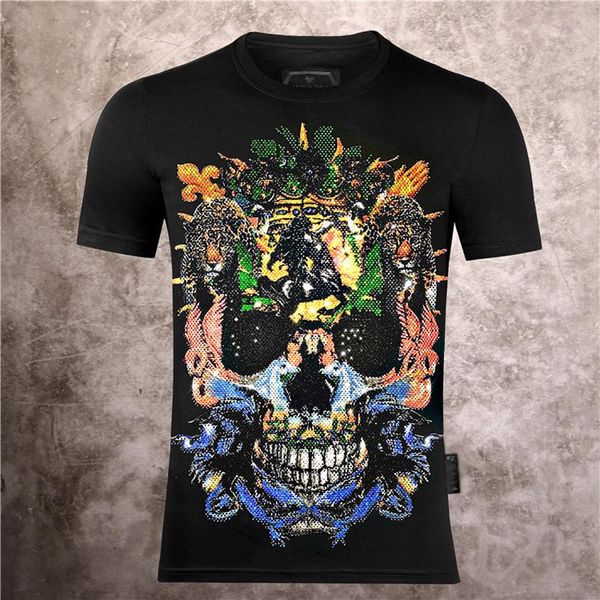 

2020ss spring and summer new high grade cotton printing short sleeve round neck panel t-shirt m-xxxl color: off black white tshirts t76, Black;brown