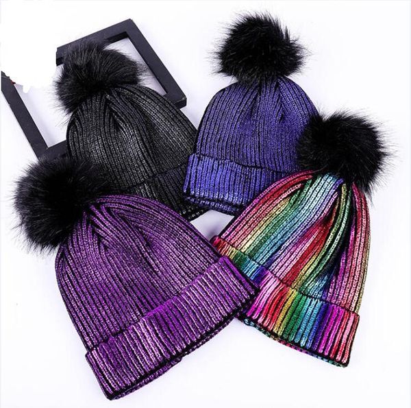

2019 new beanie knitted bright beanies winter hat for women fashion female ski skullies beanies thick warm hat for girls blank hip hop cheap, Blue;gray