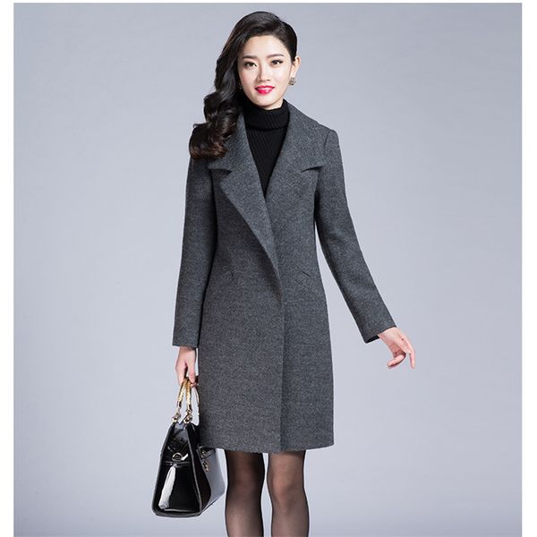 

winter wool women coats ol fashion outwear office clothing desainer full sleeve plus size coat 4xl, Black