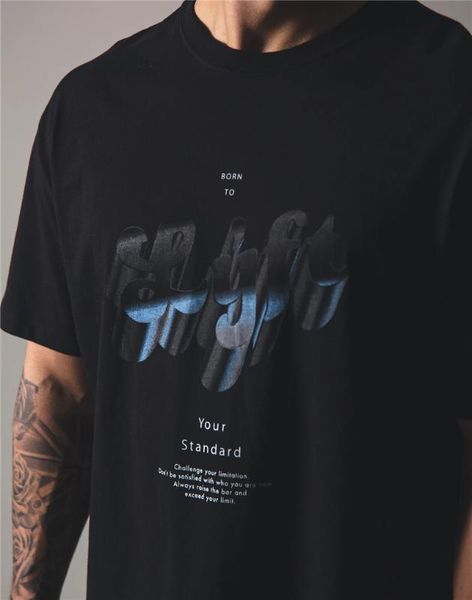 

running jerseys 2021 cotton men gym shirt sport t short sleeve workout training casual tee fitness t-shirt, Black;blue