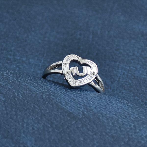 

love mom gift great mama white gold plated zircon rings jewelry mother day gift for mother mum letters zr005, Slivery;golden