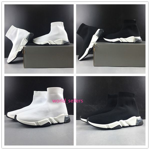 

paris triple s 17fw sock shoes fashion black white luxury fly knitting designer mens women sports casual shoes size 5.5-11