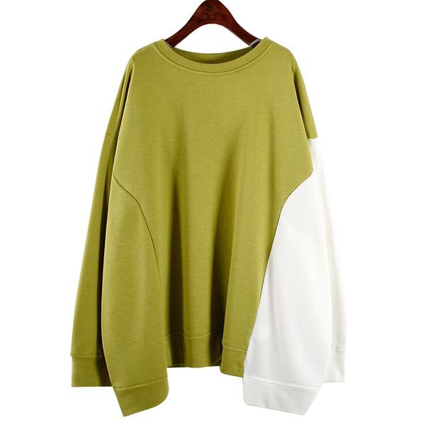 

ewq] 2019 autumn winter new pattern round collar long sleeve hit colors pullovers casaul sweatshirt women fashion tide ah72401, Black