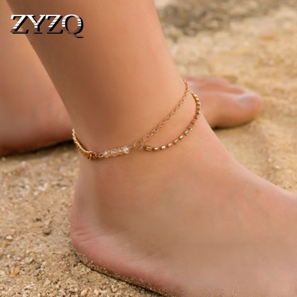 

zyzq classic trendy double layered chain anklets two color available wholesale lots&bulk factory direct selling jewelry anklets, Red;blue