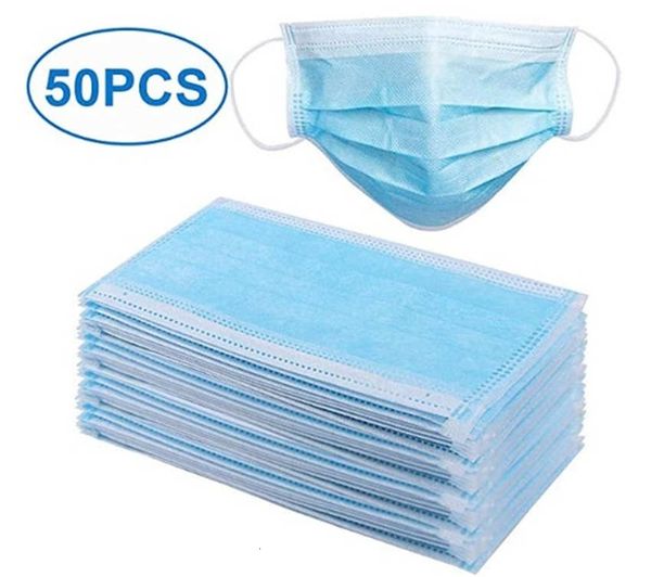 

100% original blue mouth mask fasafety masks 3 layer dust earloops non woven facemasks fast shipping 12 hours