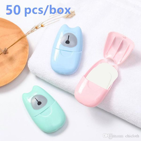 

50pc/box Disposable Anti dust Mini Travel Soap Paper Washing Hand Bath Cleaning Portable Boxed Foaming Soap Paper Scented Sheets FY6024