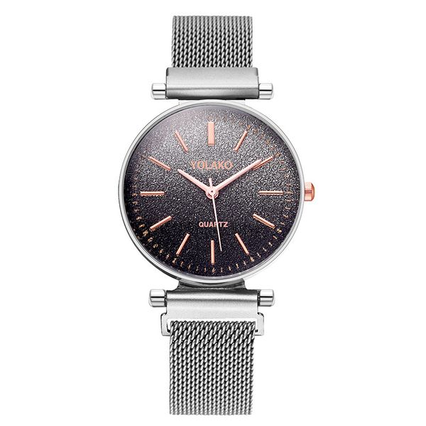 

fashion women luxury watch lady mesh magnet buckle belt quartz watch fade color dials elegant women wm1105, Slivery;brown