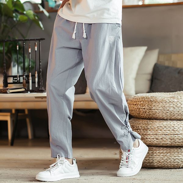 

2020 new cotton harem pants men jogger pants korean hip hop streetwear male trousers chinese traditional clothes dropshipping, Black